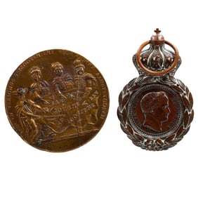 Satirical Austrian Coin 1742, and a St. Helena Medal
