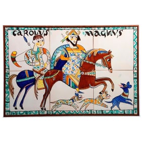 Italian Majolica Tile Picture of Charles the Great