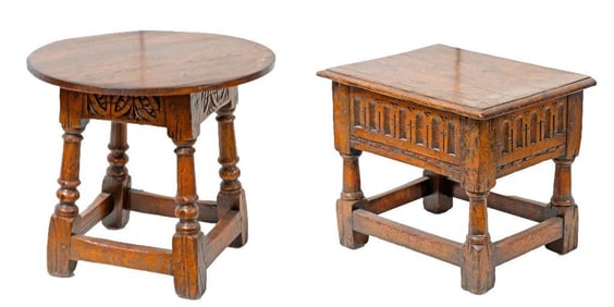 Jacobean Style Work Stool and Side Table