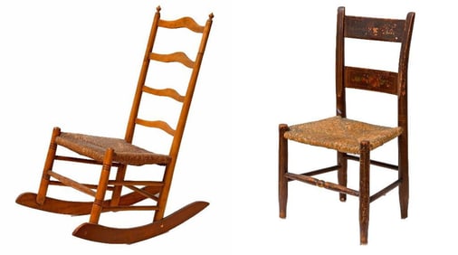 Child's Ladder Back Rocker and Chair
