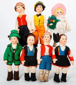 Collection of Vintage Cloth/Wood Dolls and Toys