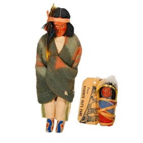 Two Vintage Native American Skookum Dolls