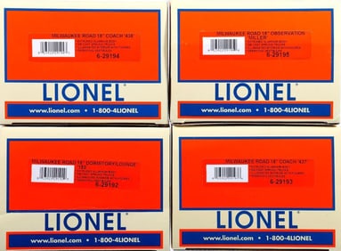 Lionel O Gauge 3-Rail 6-29191 Milwaukee Road Hiawatha 18" Car 4-Pack