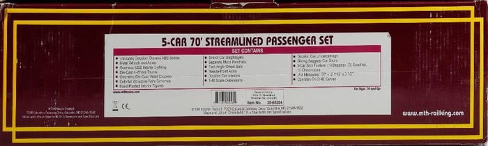 MTH O Gauge 3-Rail 20-65264 Canadian National 5-car Streamline Passenger Set