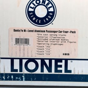 Lionel O Gauge, 3-Rail, Santa Fe Hi-Level, Passenger Car 4-Pack