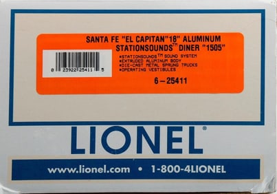 Lionel O Gauge 3 Rail Santa Fe Aluminum Station Sounds Diner