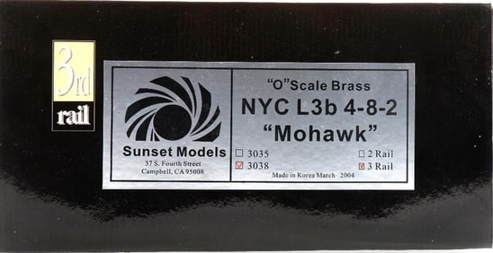 3rd Rail/Sunset O Scale NYC L3b 4-8-2 "Mohawk" 3-Rail