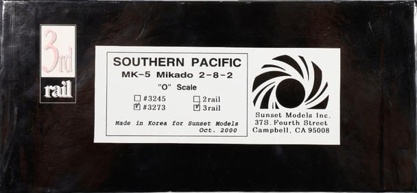 3rd Rail/Sunset O Gauge 3 Rail Southern Pacific 2-8-2 Mikado Steam Locomotive
