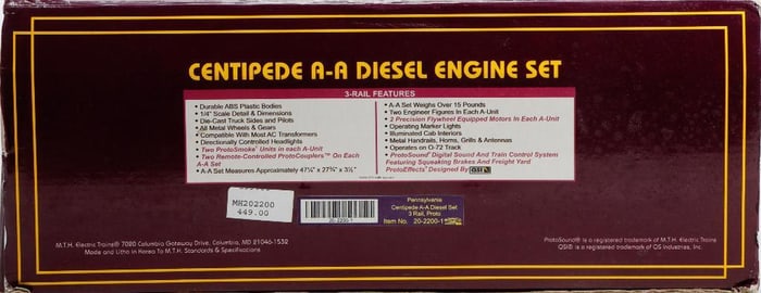 MTH O Gauge PRR Centipede A-A Diesel Locos