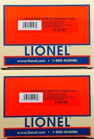 Lionel O Gauge Hiawatha 18" Aluminum Car 2-Pack