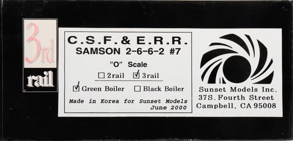 Sunset/3rd Rail CSF&E RR 2-6-6-2 Steam Loco & Tender