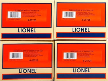 Lionel O Gauge Rio Grande Zephyr 18" Al Pass Car 4-Pack