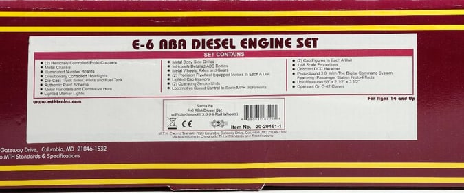 MTH O Gauge Santa Fe E-6 ABA Diesel Locomotive Set