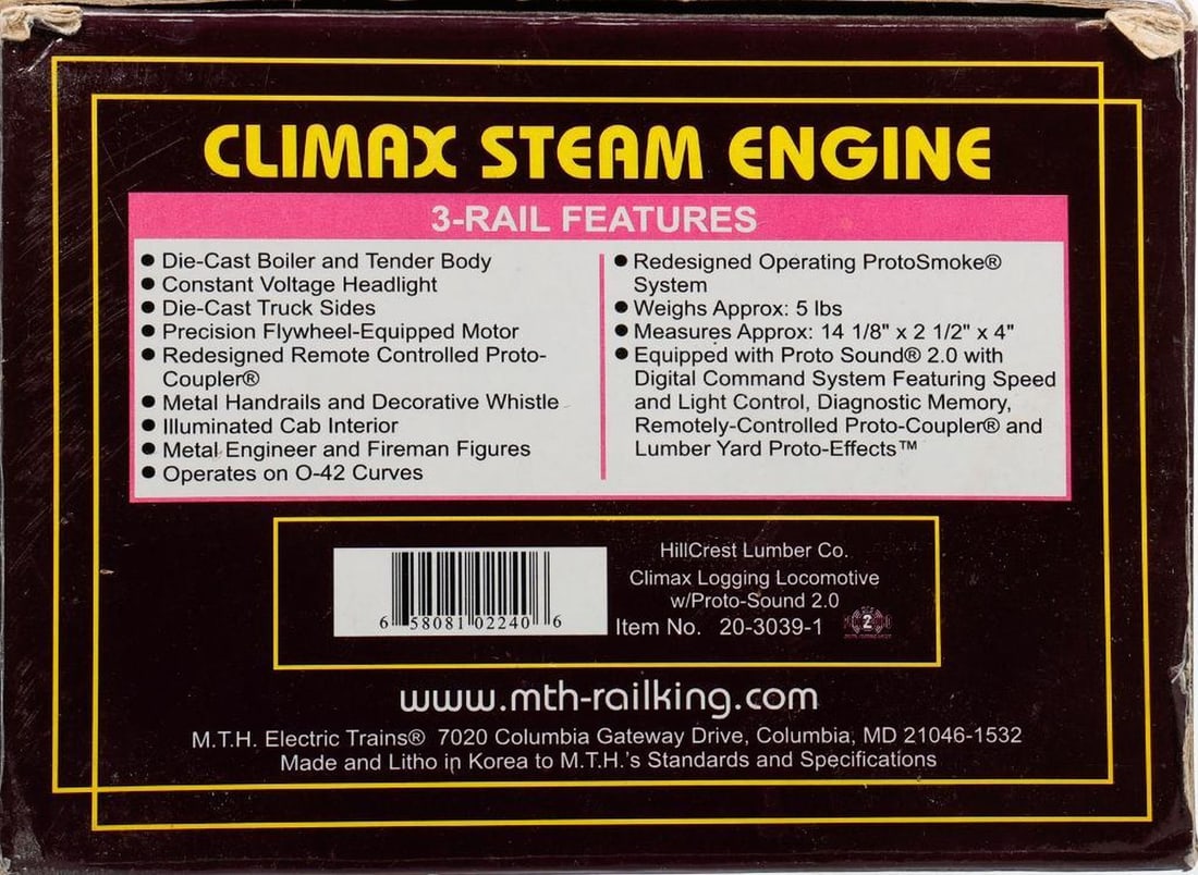 MTH O Gauge HillCrest Lumber Climax Steam Loco (1 of 12)