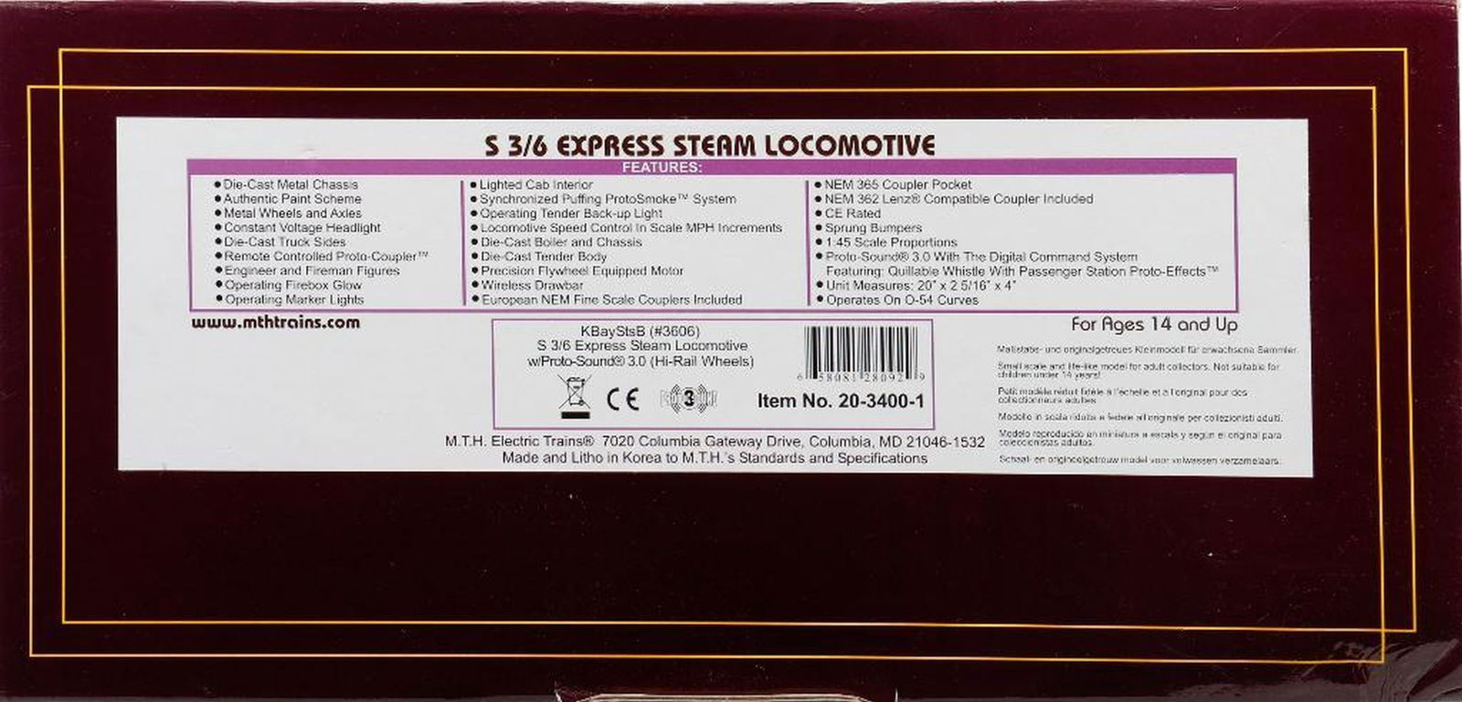 MTH O Gauge S 3/6 Express Steam Locomotive (1 of 4)