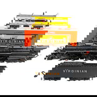 MTH 20-3116-1 Virginian 2-6-6-6 Steam Locomotive and Tender, Lionel (2) Cabooses: MTH 20-3116-1 Virginian 2-6-6-6 Steam Locomotive and Tender - no box Lionel 6-27690 Virginian Bay Window #1069 Caboose - in original box 6-17631 Virginian Bay Window #6501 Caboose - no box