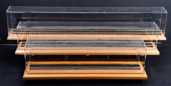 Three O Gauge Plexiglas Display Cases