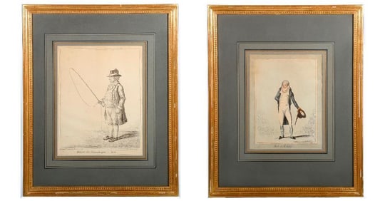 James Gilray Engravings of Gentlemen (2), Framed