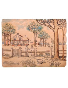 American Folk Art Farmhouse Illustration