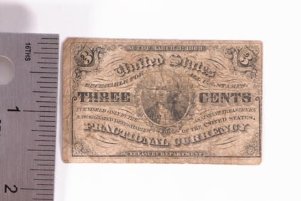 Fractional Currency Three Cent Note, 1864-1869