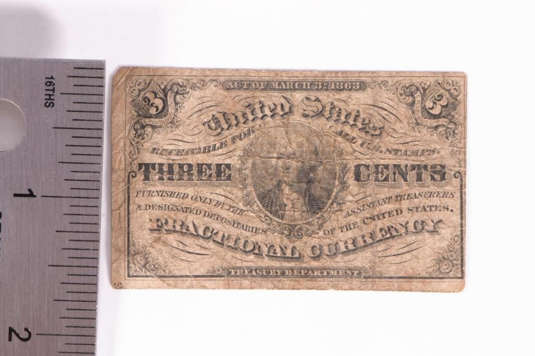 Fractional Currency Three Cent Note, 1864-1869 (1 of 2)