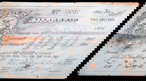 San Francisco Poll Tax Receipt, Assessor Washington Dodge [Titanic]