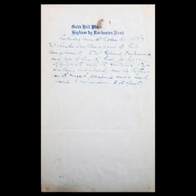 [Charles Dickens (1812-1870)] Note on Behalf of the Author, Gad's Hill Place