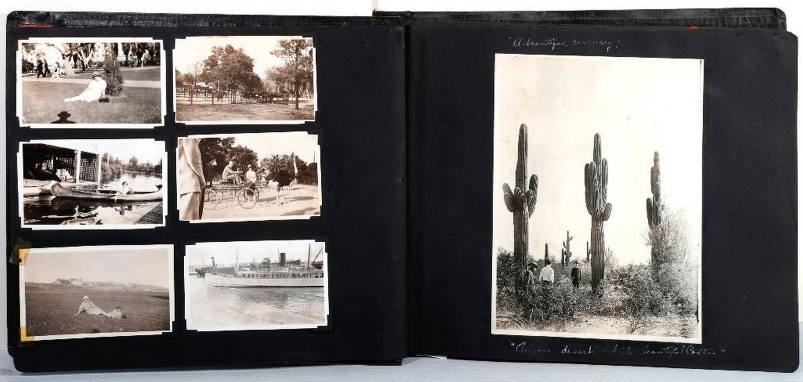 Arizona/New Mexico Photo Album, 1910s-1920s: [ARIZONA/NEW MEXICO; NATIVE AMERICANS; FRANCISCAN MONKS; NUNS; NURSES; AUTOMOBILES.] An album of approximately 350 snapshots (approx. 30 leaves), most in Arizona and New Mexico; with handwritten 