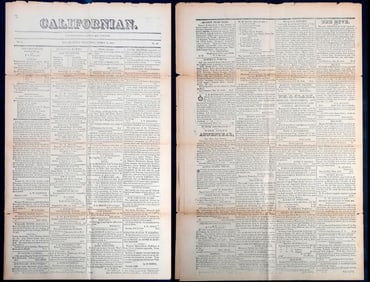 Californian Newspaper, 1848 Gold at Sutter's Mill and Objection to Slavery