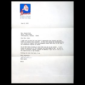Attributed to Hank Aaron, Signed Letter