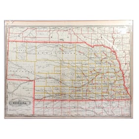 George F. Cram Railroad/County Maps, Nebraska, Iowa, Dakota