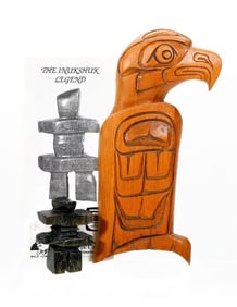 Northwest Coast Eagle Wood Plaque, With Carved Figure