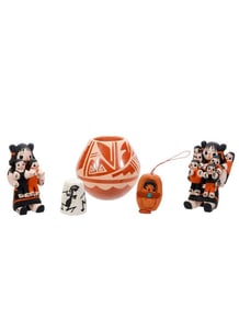 Two Miniature Storytellers by Dorothy Herrera, a Jemez Pot, others