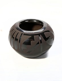 Miniature San Ildefonso Blackware Jar, Marvin and Francis Martinez