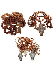 A Collection of Vintage Wood Rosaries