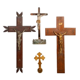 Three Vintage Wood/Metal Crucifixes