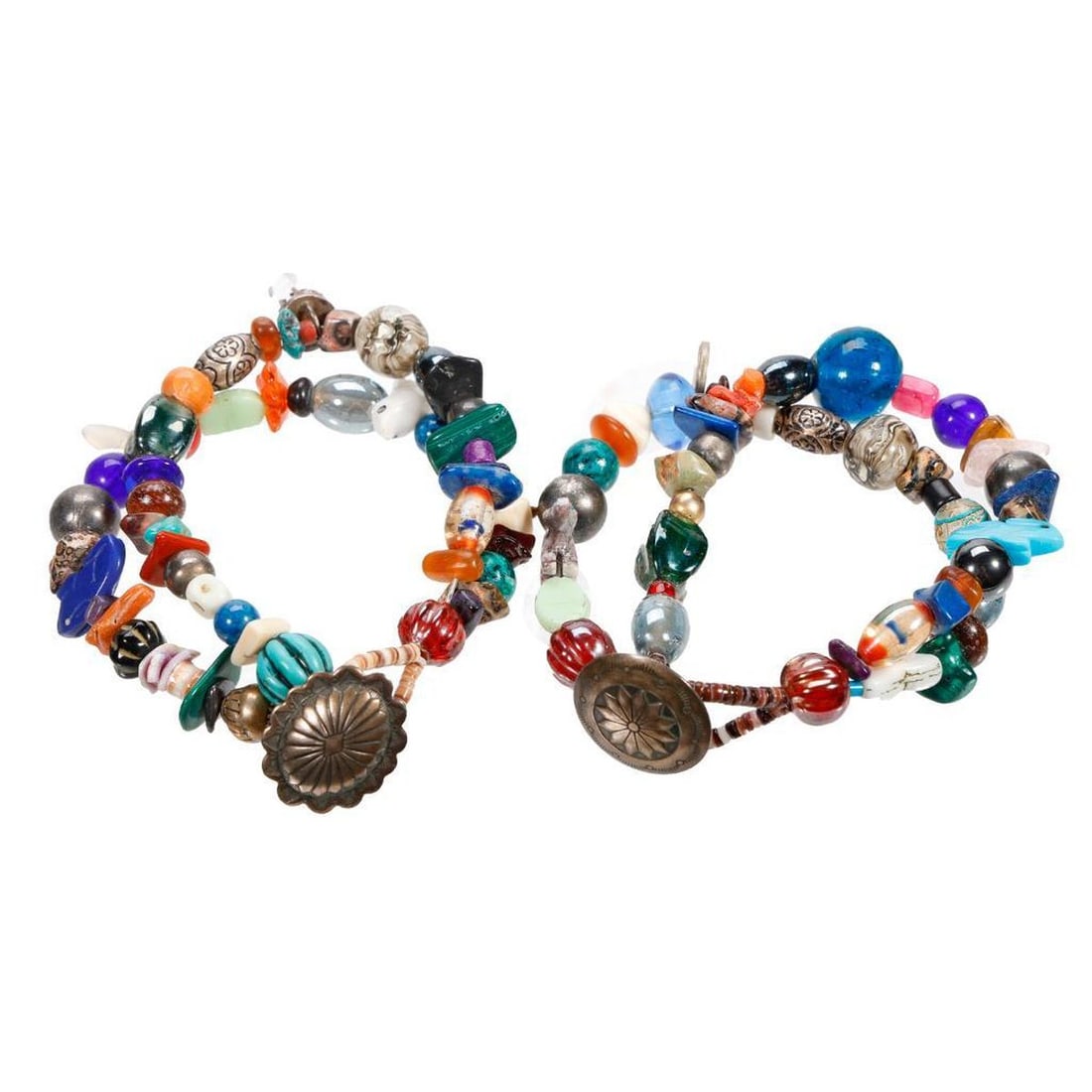 Vintage Native American Southwest Fetish Bracelets: Two (2) Southwest jewelry fetish bracelets. Size: 7 1/2 inches (each). Condition Good (no breaks or damages)