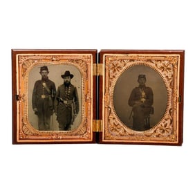 Cased Double Tintype Union Soldiers