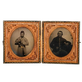 Cased Double Tintype Union Soldiers
