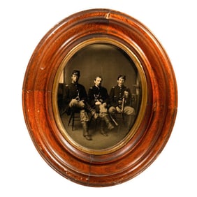 Tintype Photo of Three Infantry Soldiers