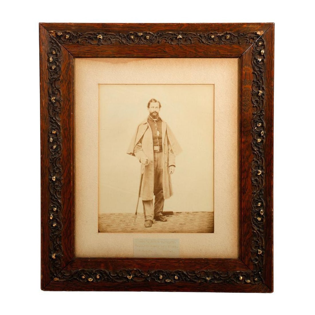 Posthumous Certificate of Civil War Service and Photo of Soldier: [Civil War] A Full Plate photo of Jacob C. Palmer, a Sergent in the New York H. 5th Artillery en suite with an August 27, 1892 dated Bureau of Records of the War of the Rebellion certificate of servic