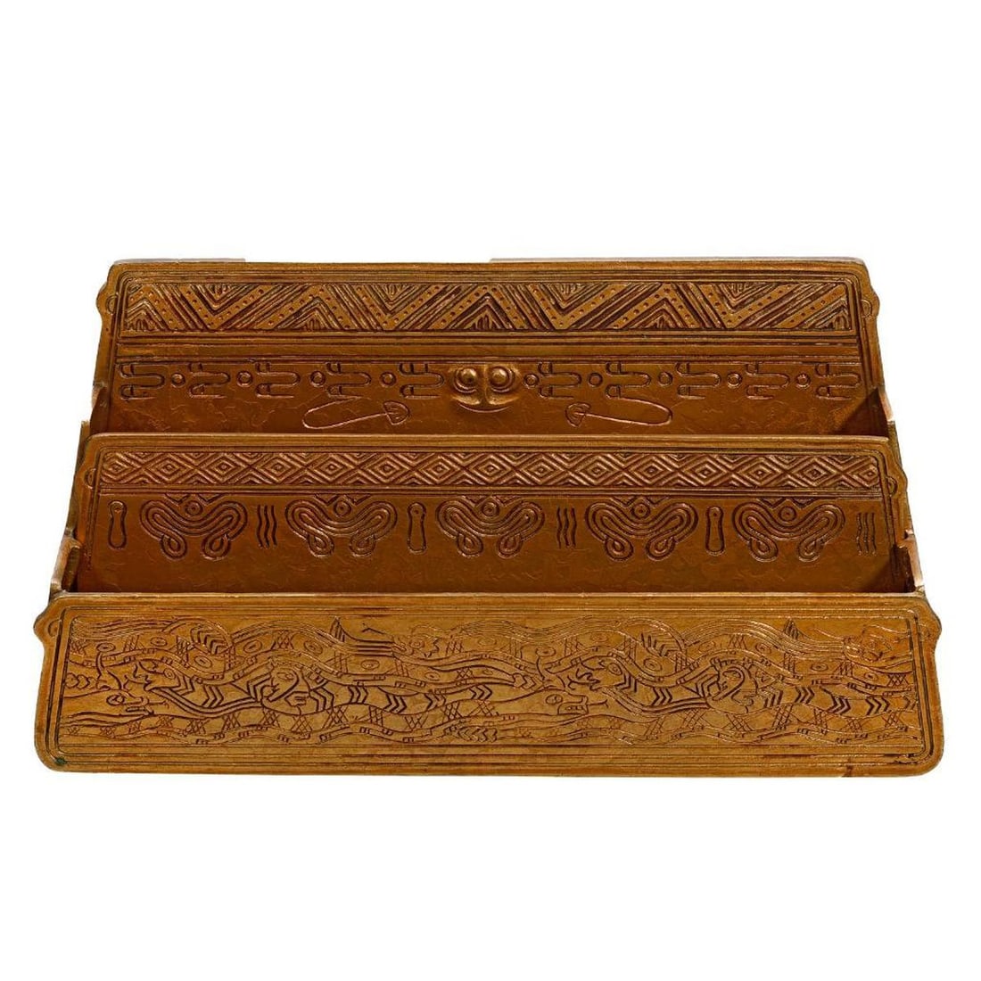 Tiffany Studios American Indian Gilt Bronze Letter Rack (1 of 3)