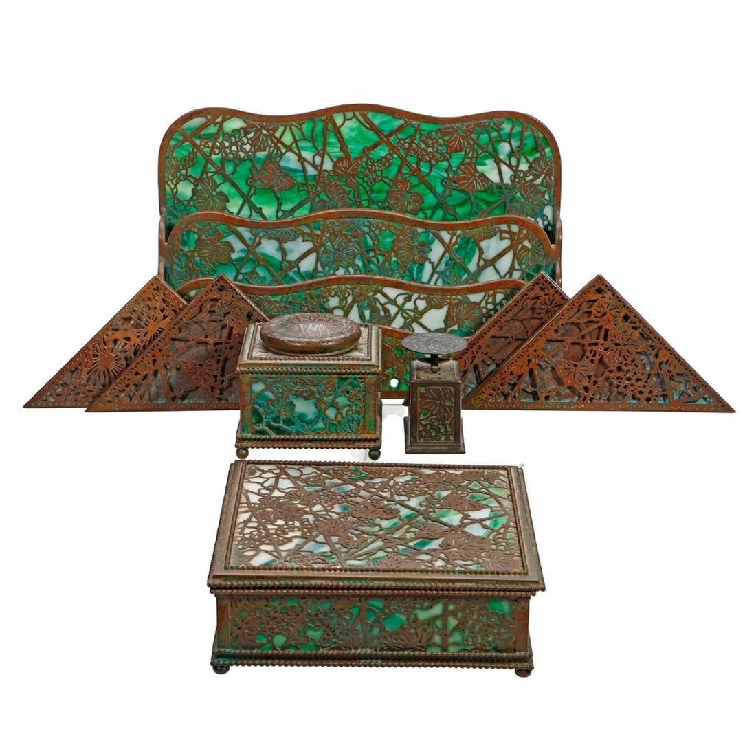 Tiffany Studios Grape Vine Assembled Desk Set (1 of 4)