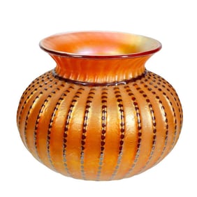 Lundberg Studios Art Glass Indian Basket Vase