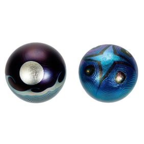 Two Studio Art Glass Paperweights