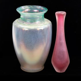 Iridescent Art Glass Vase, with another