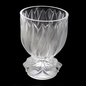 Lalique France Three Jaguars Crystal Urn