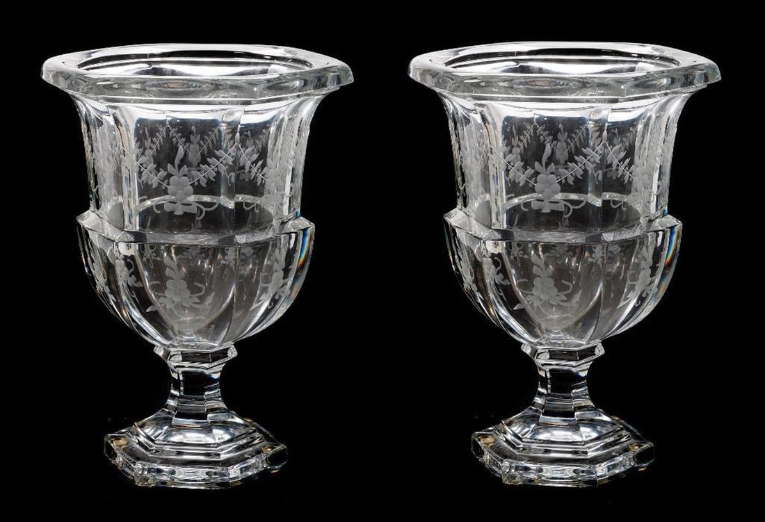 Large Pair Tiffany & Co Crystal Urn (1 of 2)