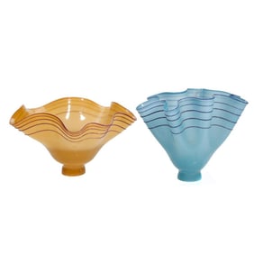Two Handkerchief Art Glass Lampshades