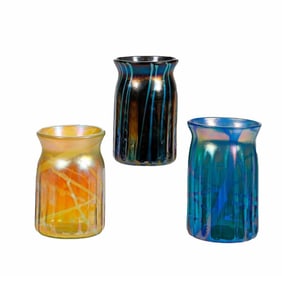 Three Elaine Hyde Art Glass Vases